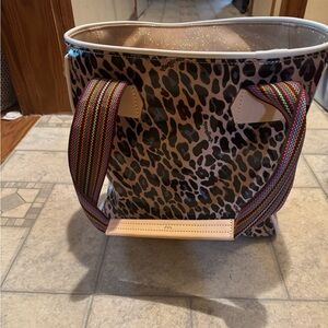 Consuela Leopard Print Tote with Multicolor Straps